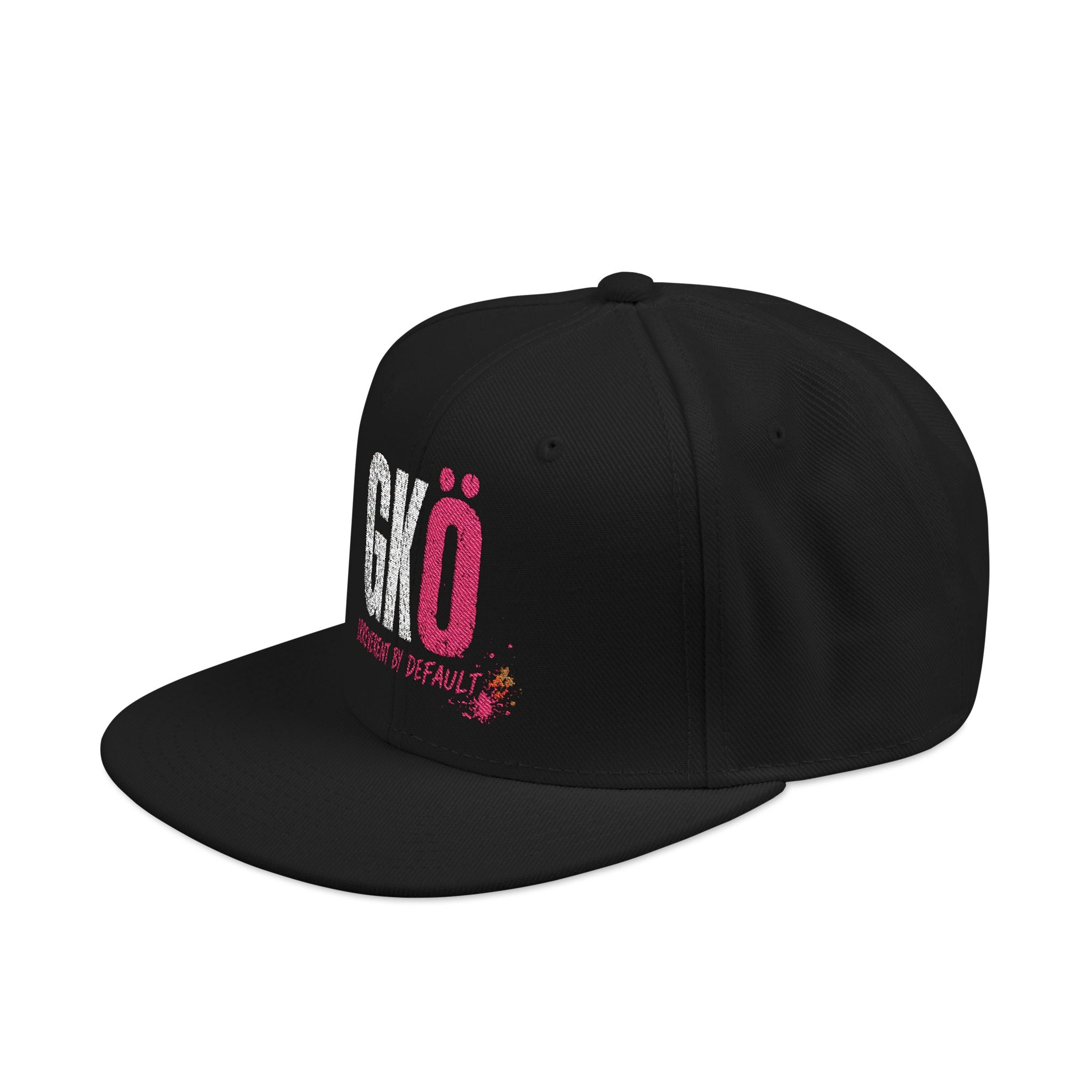 No Snapback Hat — Distressed Pink & White Embroidered Streetwear Cap
