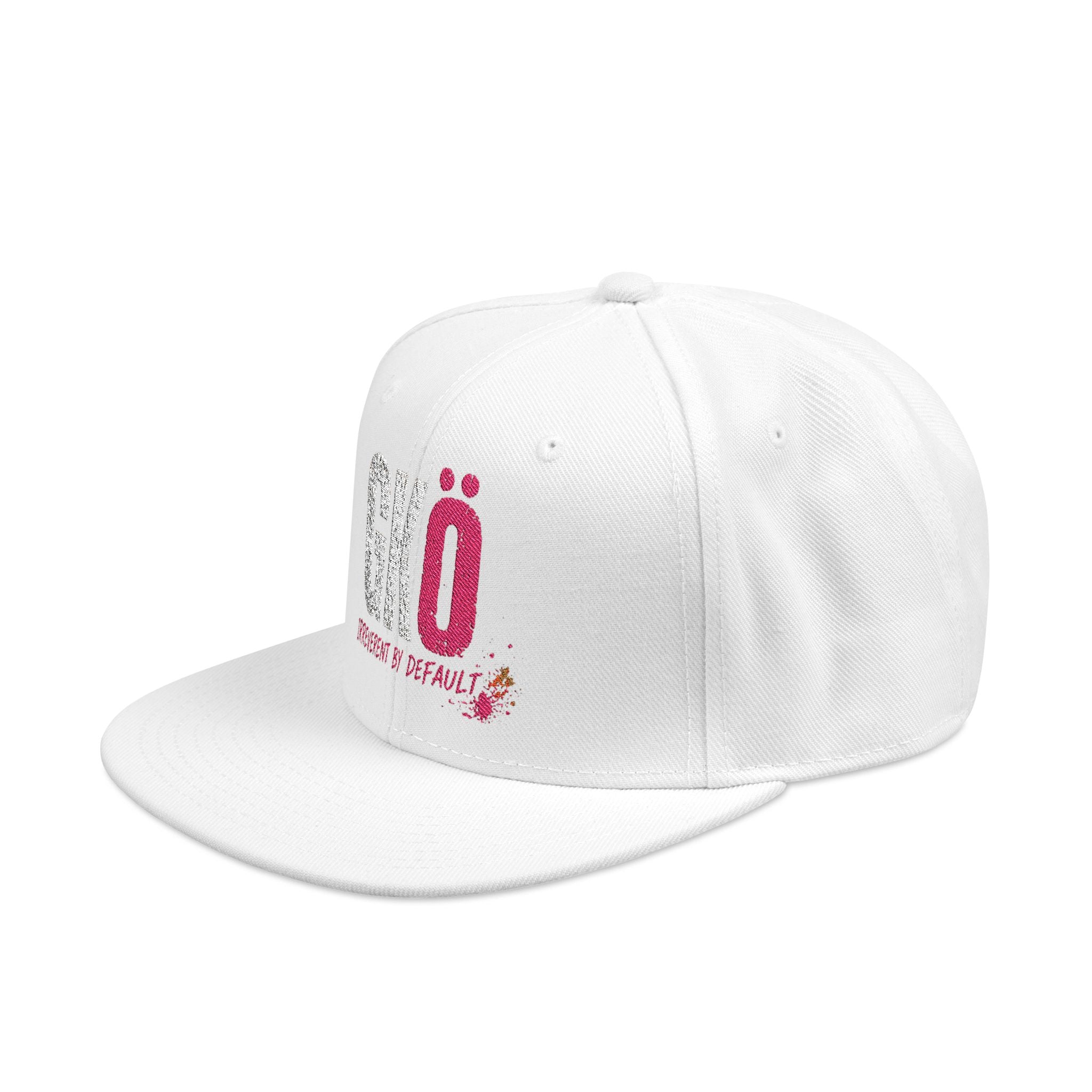 No Snapback Hat — Distressed Pink & White Embroidered Streetwear Cap