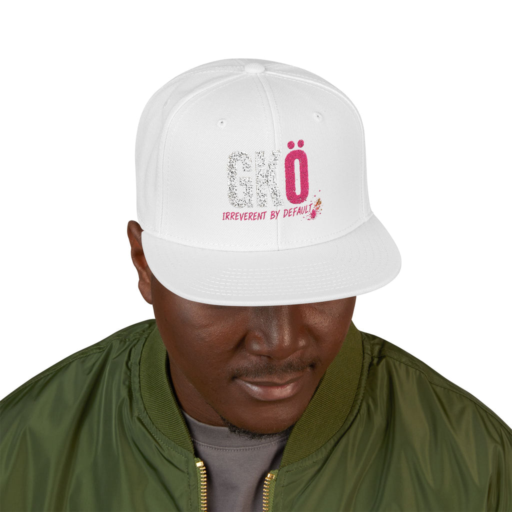 No Snapback Hat — Distressed Pink & White Embroidered Streetwear Cap